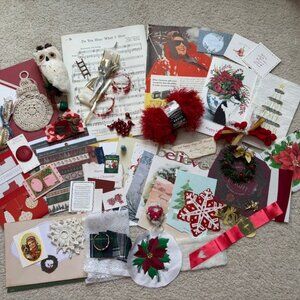 Lot of 50+ pcs Red Christmas vintage ephemera crafts, junk journal, scrapbook